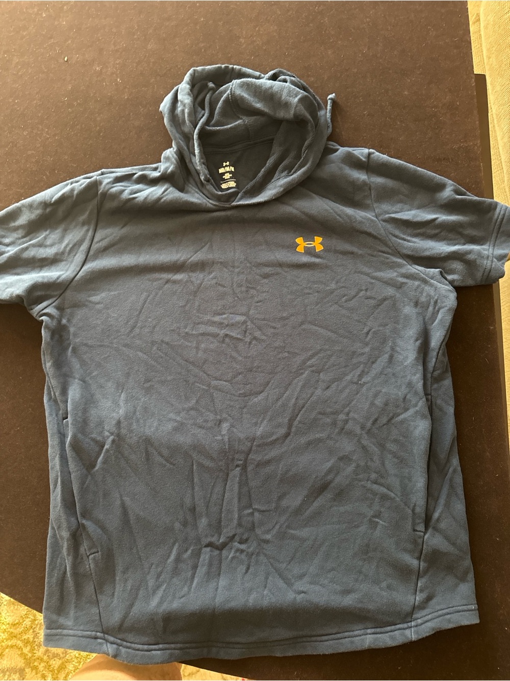 Under Armour Men’s Navy Short Sleeve Hoodie with Yellow Logo Patch
